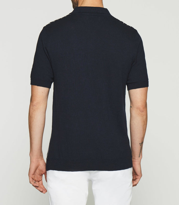 Izac Polo à Rayures En Maille Marine Et écru GIANNI