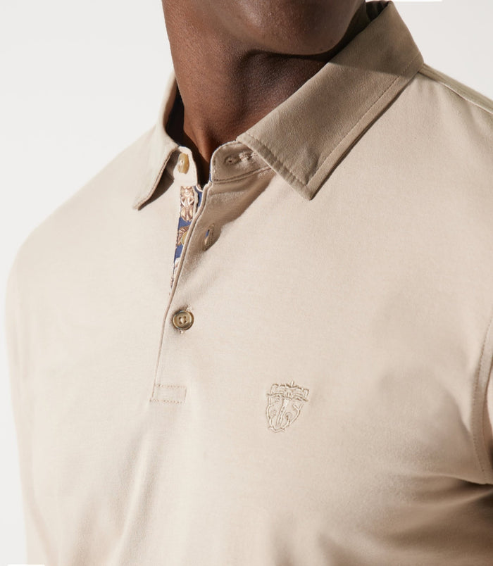 Izac Polo Beige Manches Longues Col Suède Beige GARA