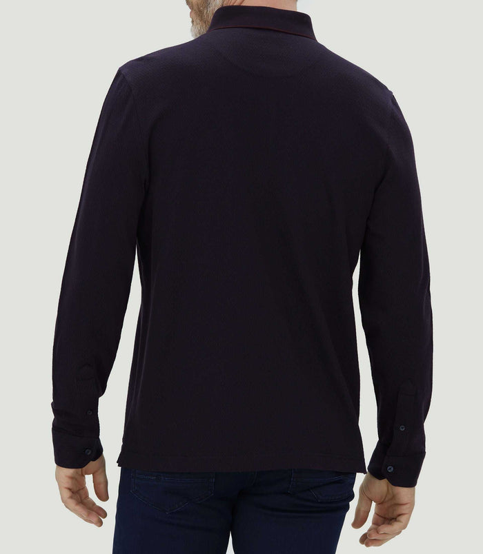 Izac Polo Jacquard à Manches Longues Bordeaux "Camelia"