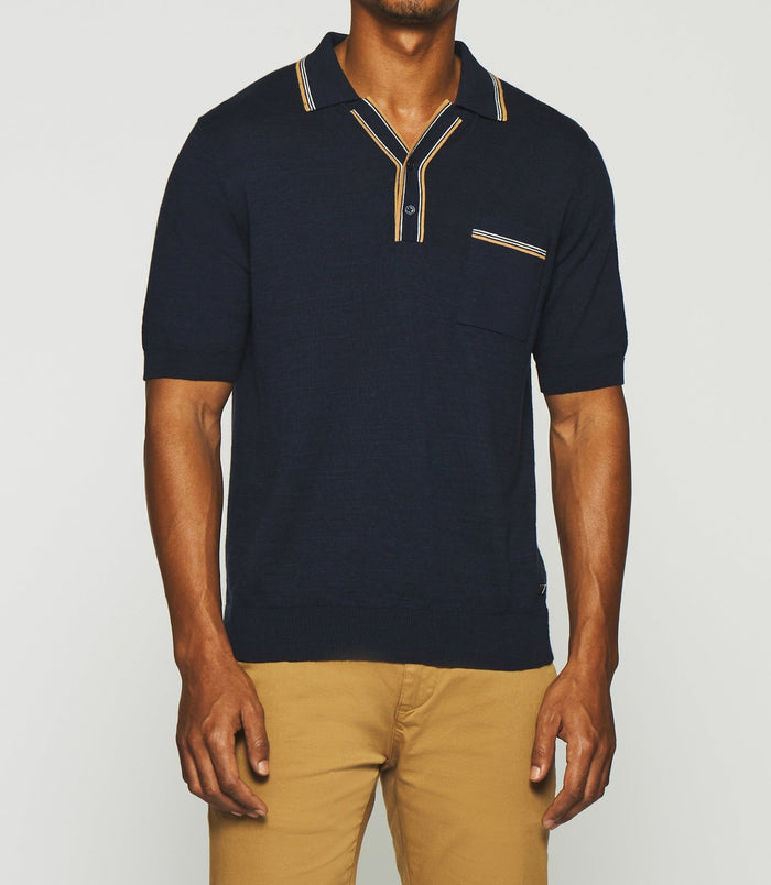 Izac Polo Uni Avec Broderie En Maille Marine GASTON