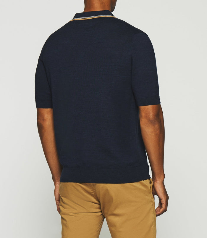 Izac Polo Uni Avec Broderie En Maille Marine GASTON