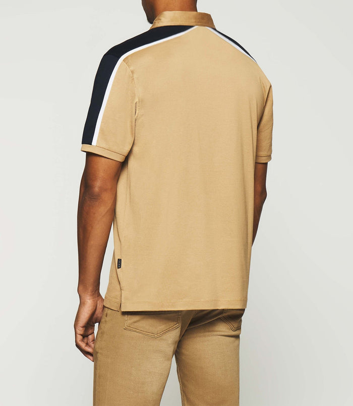 Izac Polo Uni Manches Courtes Camel Et Marine GABIN