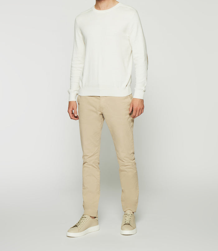 Izac Pull Col Rond à Coudières En Coton Cachemire écru DEWEY