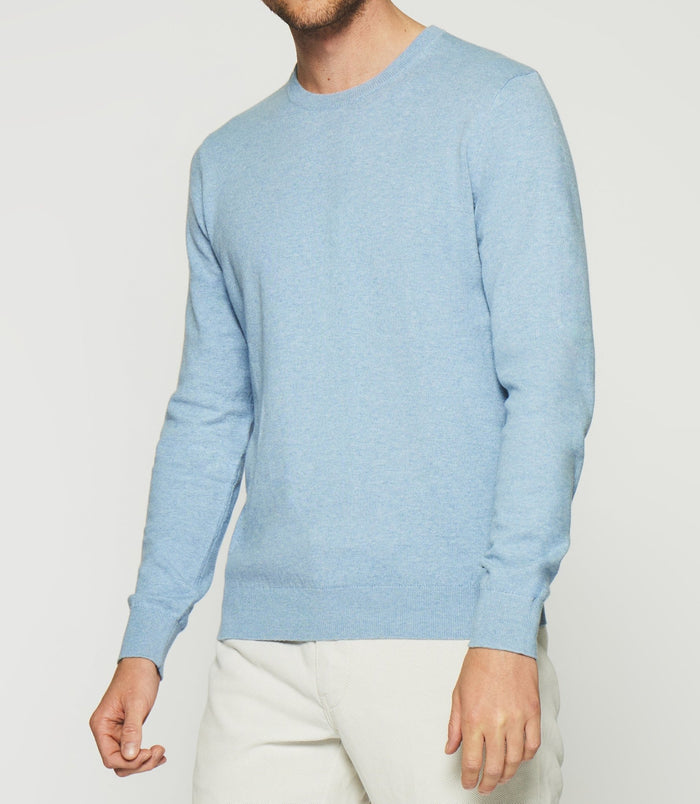 Izac Pull Col Rond En Coton Cachemire Bleu Ciel DRISS