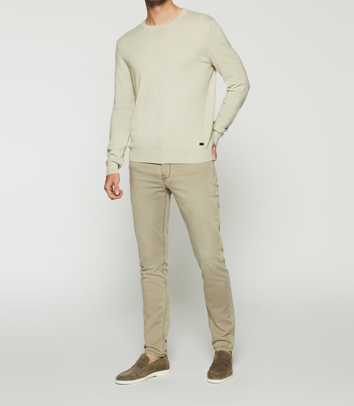 izac Pull col rond en coton cachemire vert clair DRISS