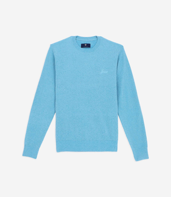 izac Pull col rond maille chenille bleu ciel BONILLE