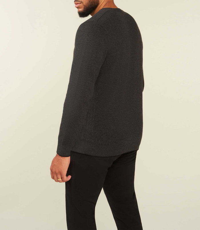 Izac Pull Col V Coton Cachemire Gris Anthracite BRENTBT