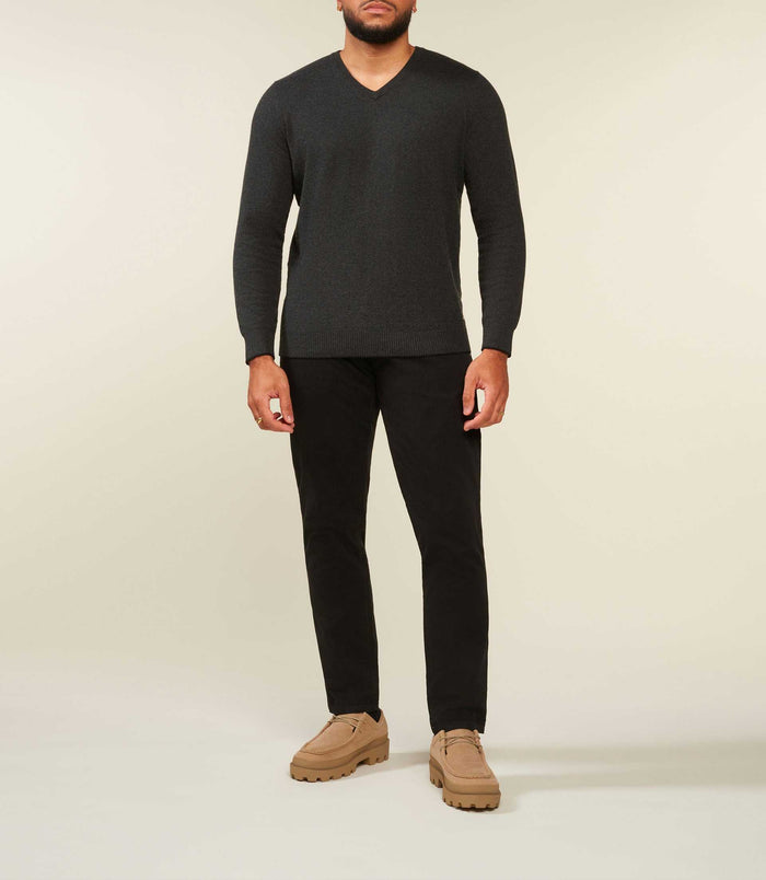 izac Pull col V coton cachemire gris anthracite BRENTBT