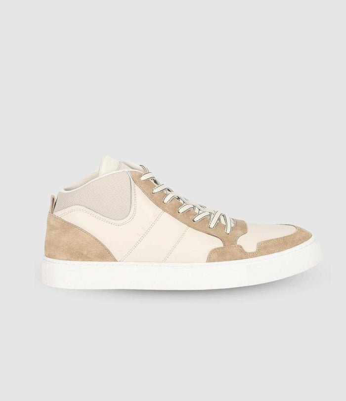 Izac Sneakers Montantes Bi Matière Blanc Et Beige OSLO