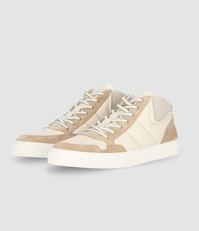 Izac Sneakers Montantes Bi Matière Blanc Et Beige OSLO