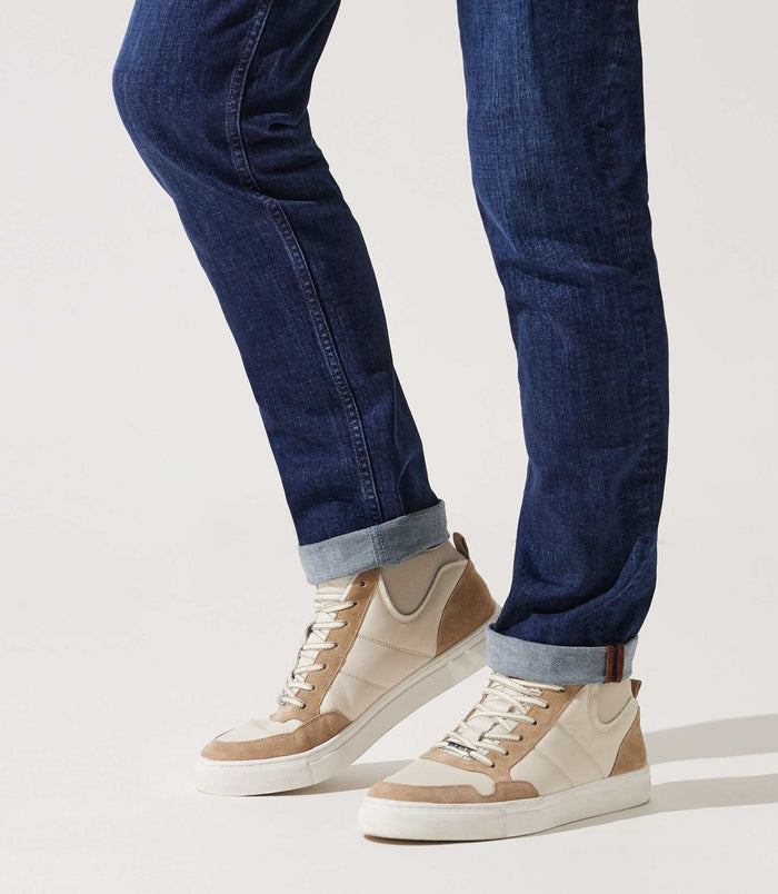 izac Sneakers montantes bi matière blanc et beige OSLO