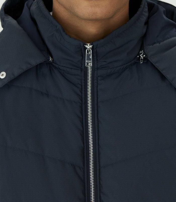 Izac Sweat Zippé à Capuche Bi-matière Marine "SWleonard"