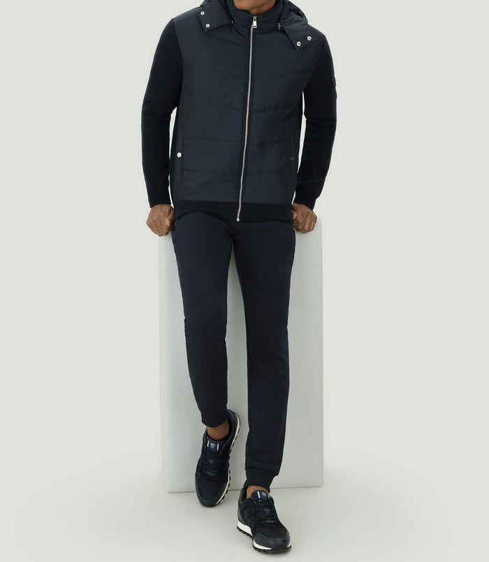 izac Sweat zippé à capuche bi-matière marine "SWleonard"