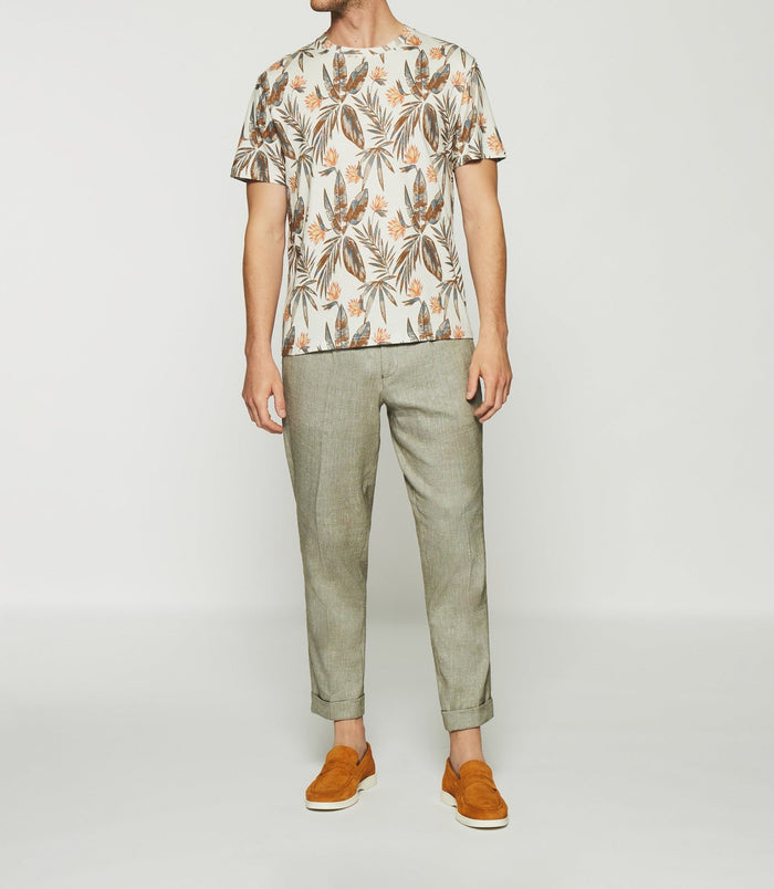 izac T-shirt à manches courtes à imprimé feuille écru GAYLORD