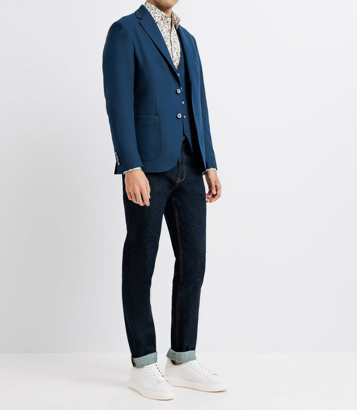 Izac Veste Casual Armurée Effet Nid D'abeille Marine