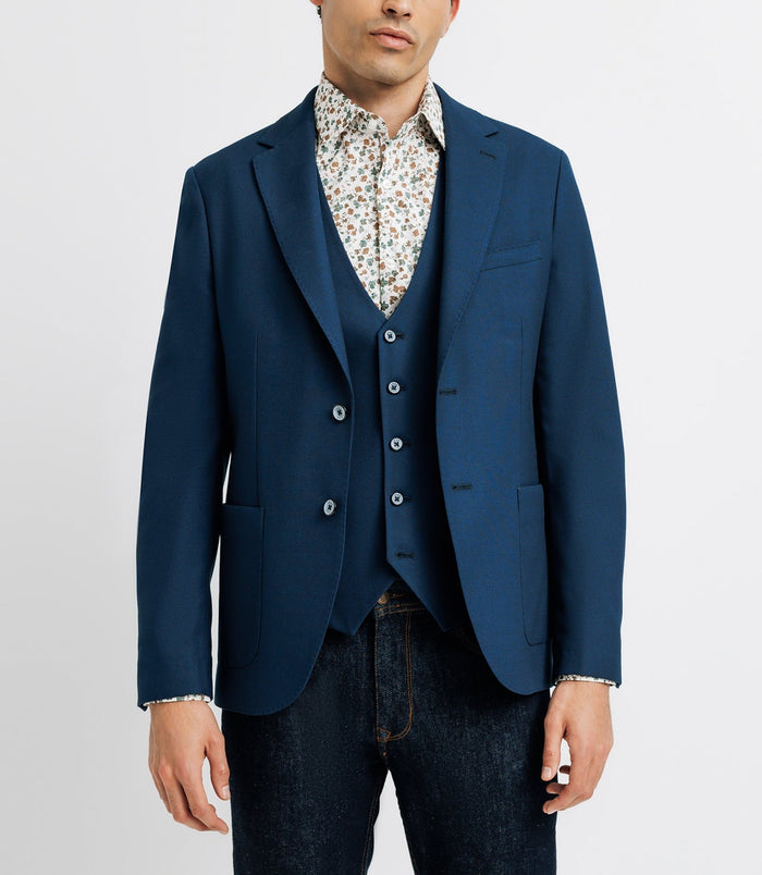 izac Veste casual armurée effet nid d'abeille marine