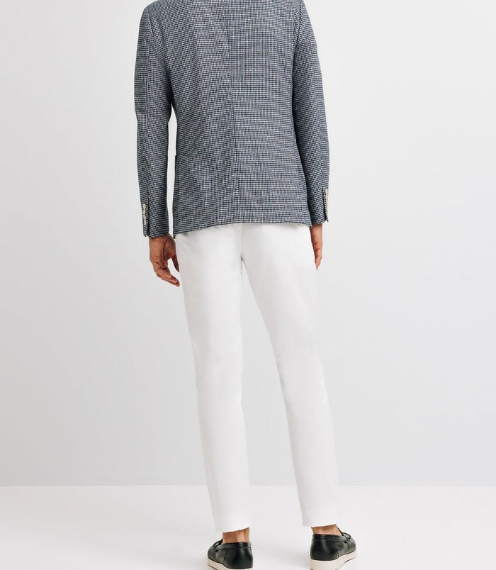 Izac Veste Casual En Lin Motif Pied De Poule Marine