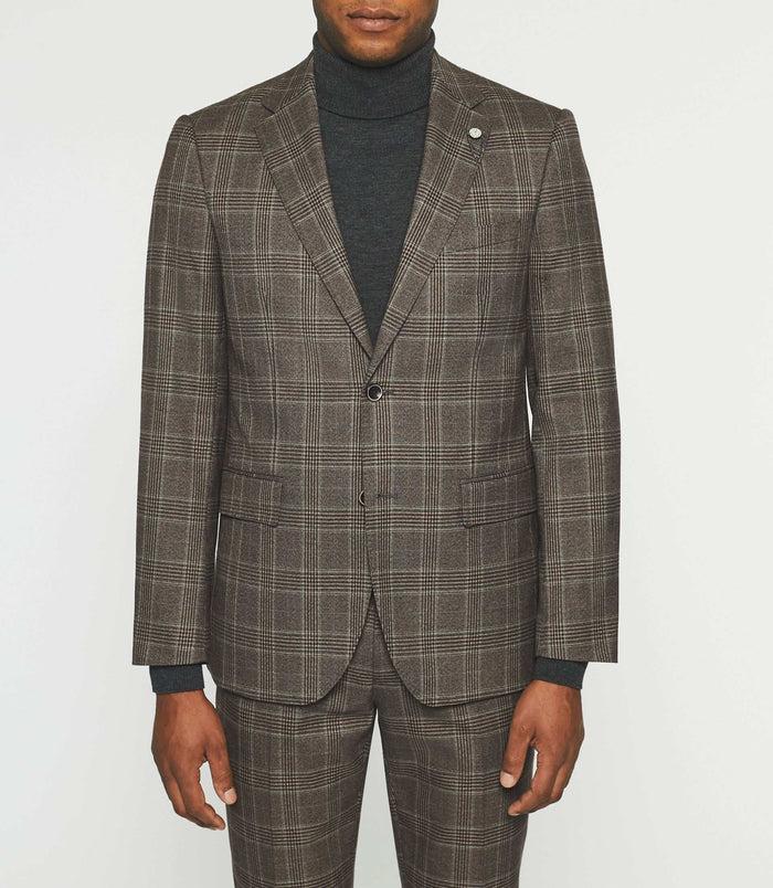 izac Veste séparable à carreaux effet Prince de Galles bordeaux SEPIA