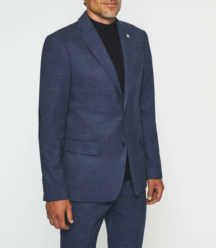 Izac Veste Ville à Carreaux Esprit Prince De Galles Marine SWING