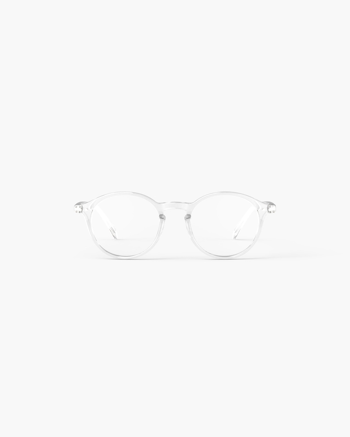 izipizi Découvrez les lunettes de lecture #D Crystal – Une monture ronde entièrement transparente qui mise sur l’élégance minimaliste. Fabriquées en matière biosourcée elles allient légèreté et modernité. Avec des