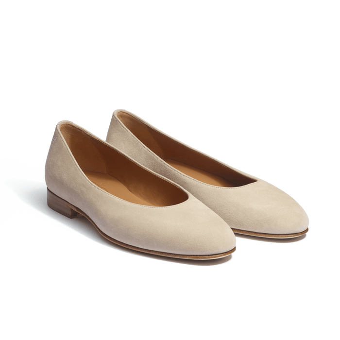 J.m. Weston Ballerine Femme En Cuir Chèvre Velours Beige