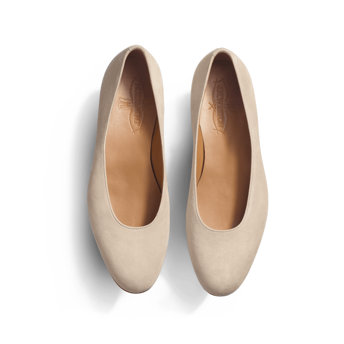 J.m. Weston Ballerine Femme En Cuir Chèvre Velours Beige