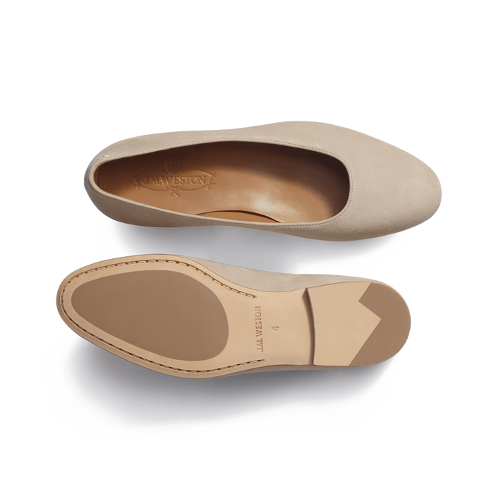 J.m. Weston Ballerine Femme En Cuir Chèvre Velours Beige