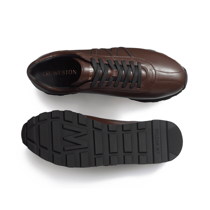 J.m. Weston Basket On My Way En Cuir Veau Lisse Marron Foncé