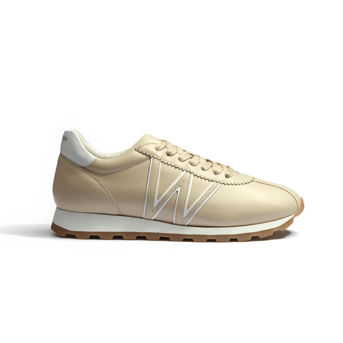 j.m. weston Basket On My Way en cuir veau sport beige détails blanc