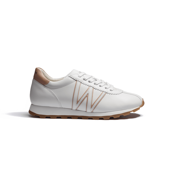 j.m. weston Basket On My Way en cuir veau sport blanc détails rose