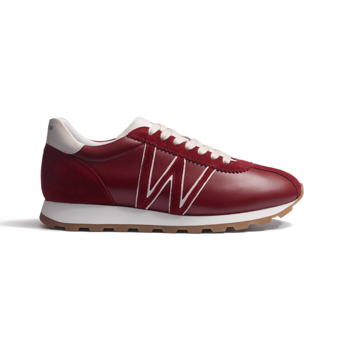 j.m. weston Basket On My Way en cuir veau sport bordeaux & blanc & cuir veau velours bordeaux