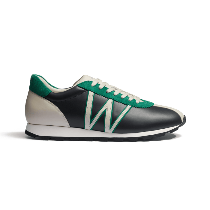 j.m. weston Basket On My Way en cuir veau sport gris anthracite détails cuir veau sport mastic et velours vert