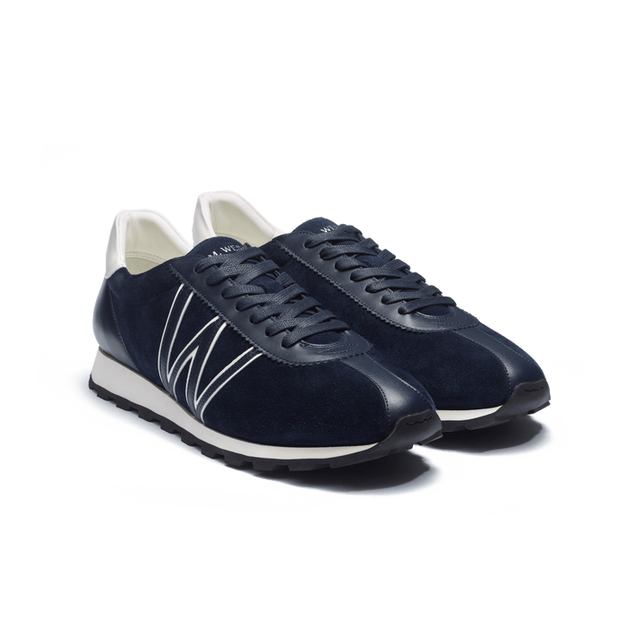 J.m. Weston Basket On My Way En Cuir Velours Bleu Marine