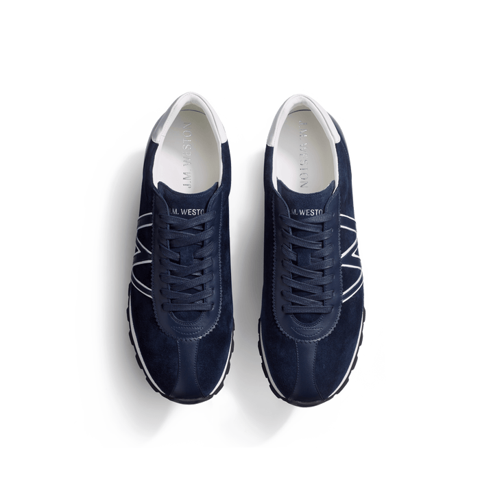 J.m. Weston Basket On My Way En Cuir Velours Bleu Marine