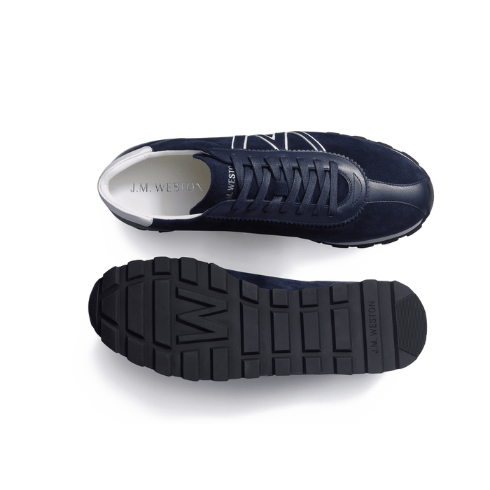 J.m. Weston Basket On My Way En Cuir Velours Bleu Marine