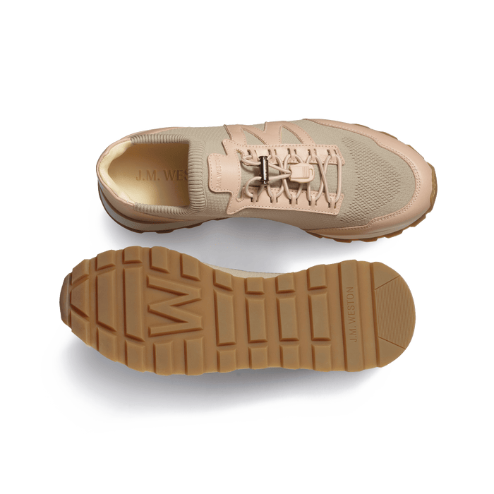 J.m. Weston Basket On My Way Knit Femme En Maille Nylon Rose Et Cuir Veau Sport Rose