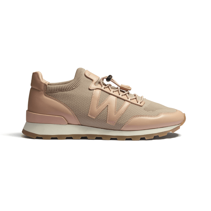 j.m. weston Basket On My Way Knit femme en maille nylon rose et cuir veau sport rose