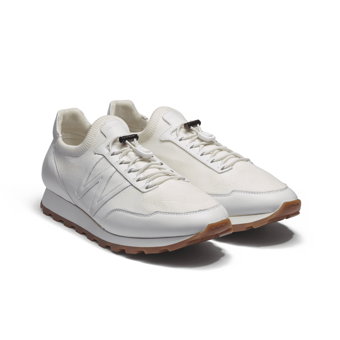 J.m. Weston Basket On My Way Knit Homme En Maille Nylon Blanc Et Cuir Veau Sport Blanc