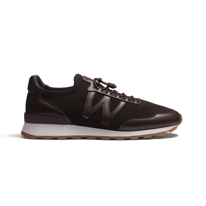 j.m. weston Basket On My Way Knit homme en maille nylon marron et cuir veau sport marron