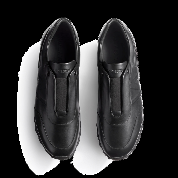 J.m. Weston Basket On My Way Racing En Cuir Lisse Noir