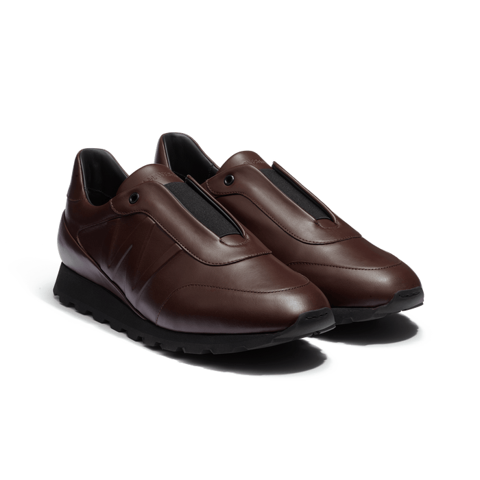 J.m. Weston Basket On My Way Racing En Cuir Veau Sport Marron