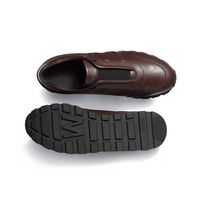 J.m. Weston Basket On My Way Racing En Cuir Veau Sport Marron