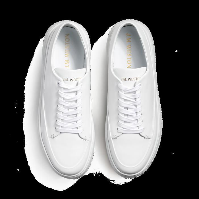 J.m. Weston Basket On Time Canasta En Cuir Lisse Blanc