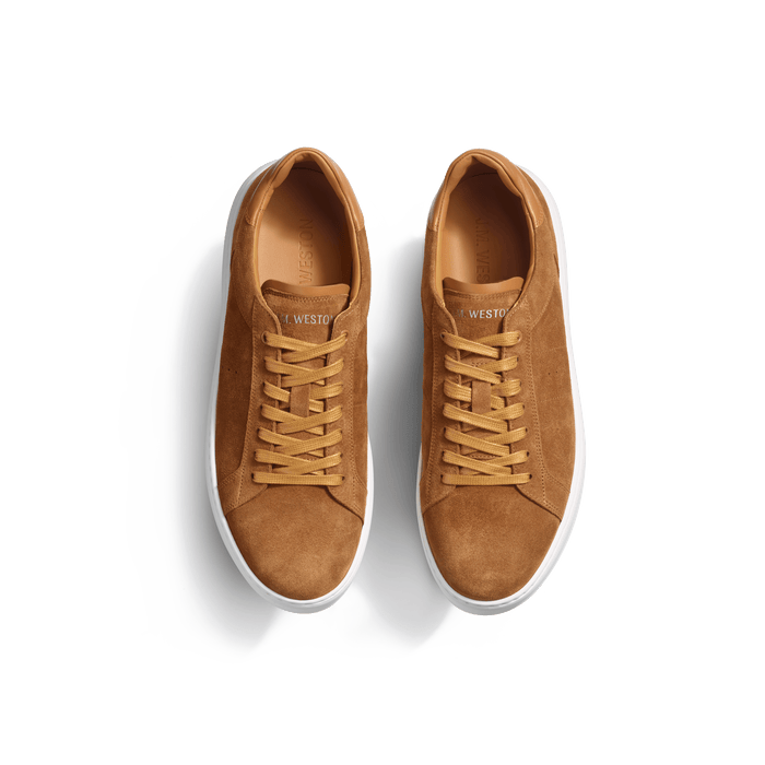 J.m. Weston Basket On Time En Cuir Veau Velours Beachnut