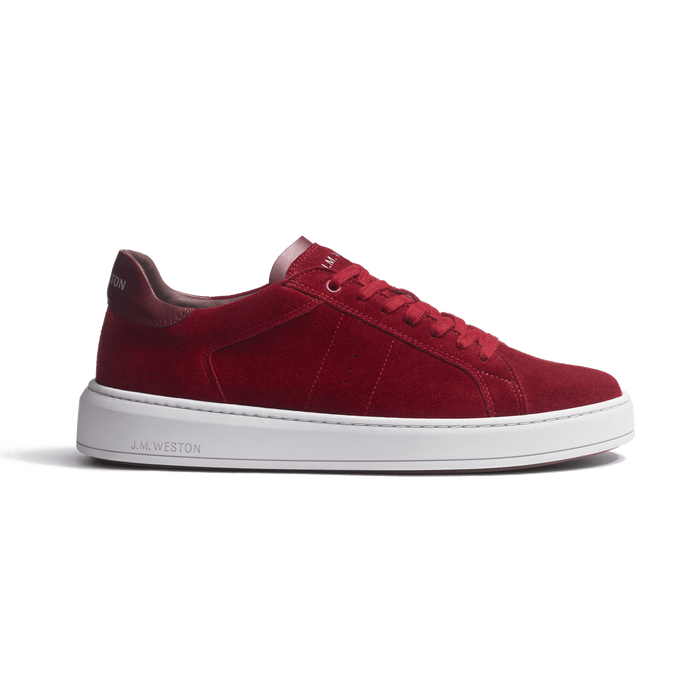 j.m. weston Basket On Time en cuir veau velours bordeaux détails cuir veau sport bordeaux
