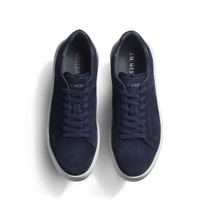 J.m. Weston Basket On Time En Cuir Veau Velours Marine Détails Cuir Veau Sport Marine