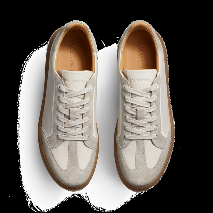 J.m. Weston Basket On Time Hirondelle En Cuir Lisse Blanc