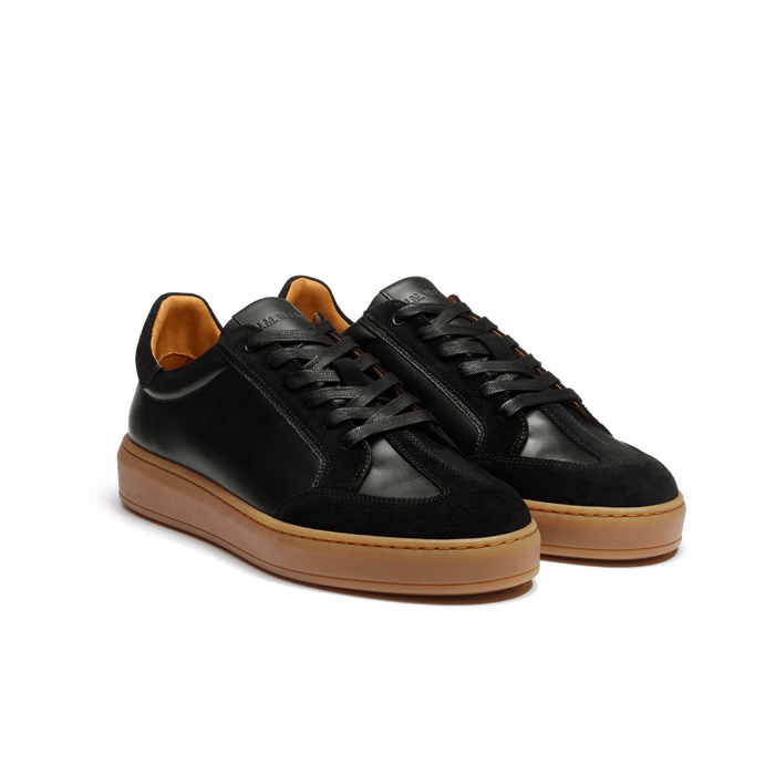 J.m. Weston Basket On Time Hirondelle En Cuir Veau Sport Et Velours Noir