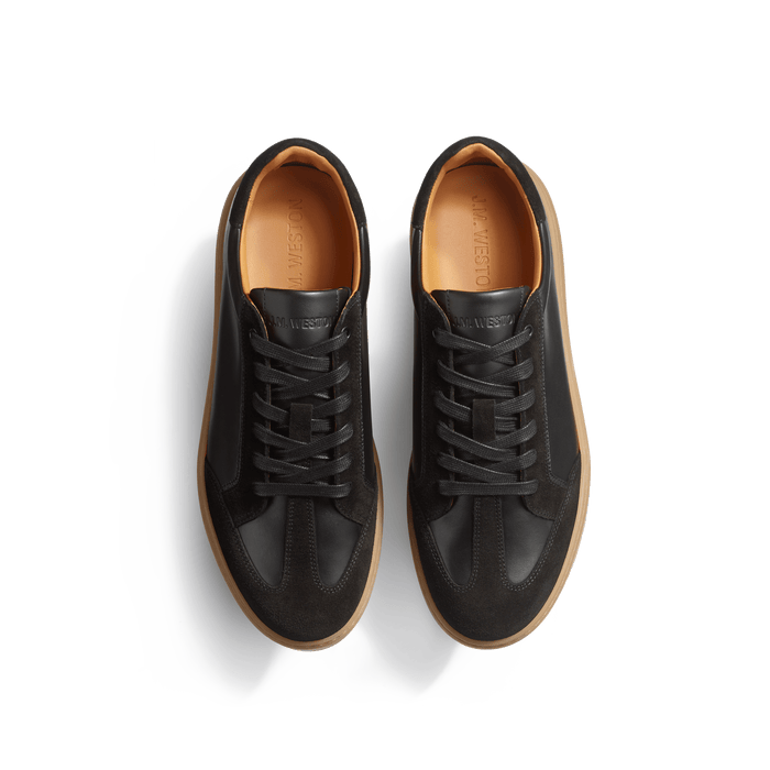 J.m. Weston Basket On Time Hirondelle En Cuir Veau Sport Et Velours Noir