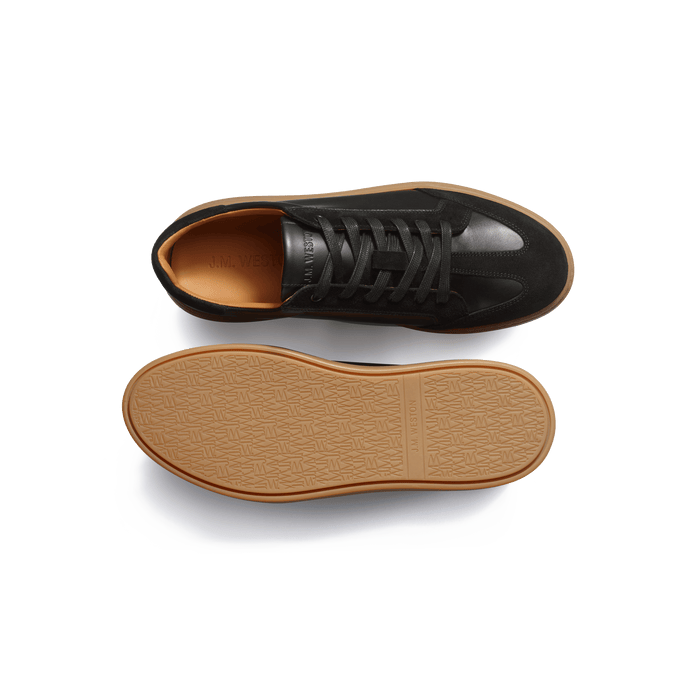 J.m. Weston Basket On Time Hirondelle En Cuir Veau Sport Et Velours Noir